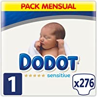 Los mejores  - Dodot Pañales Bebé Sensitive Talla 1 (2-5 kg)- 276 Pañales- Óptima Protección de la Piel de Dodot- Pack Mensual